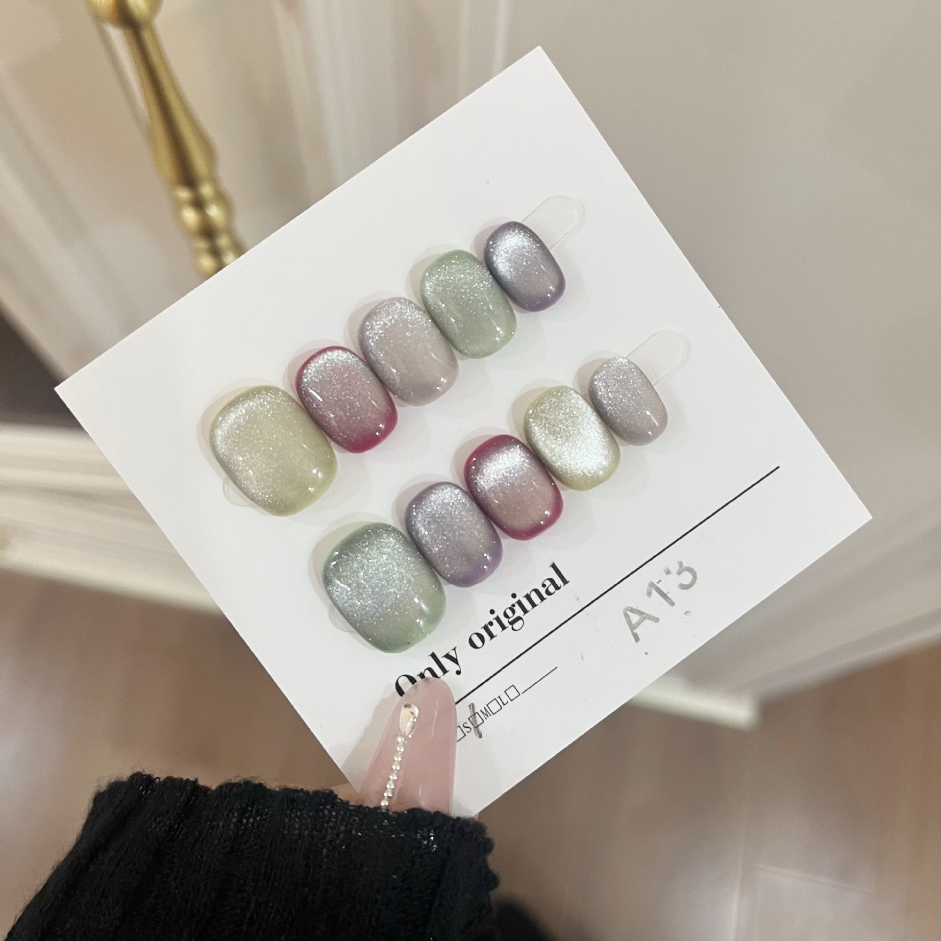 Nail Art Glossy - 10PCS Colorful Short Square Round Handmade