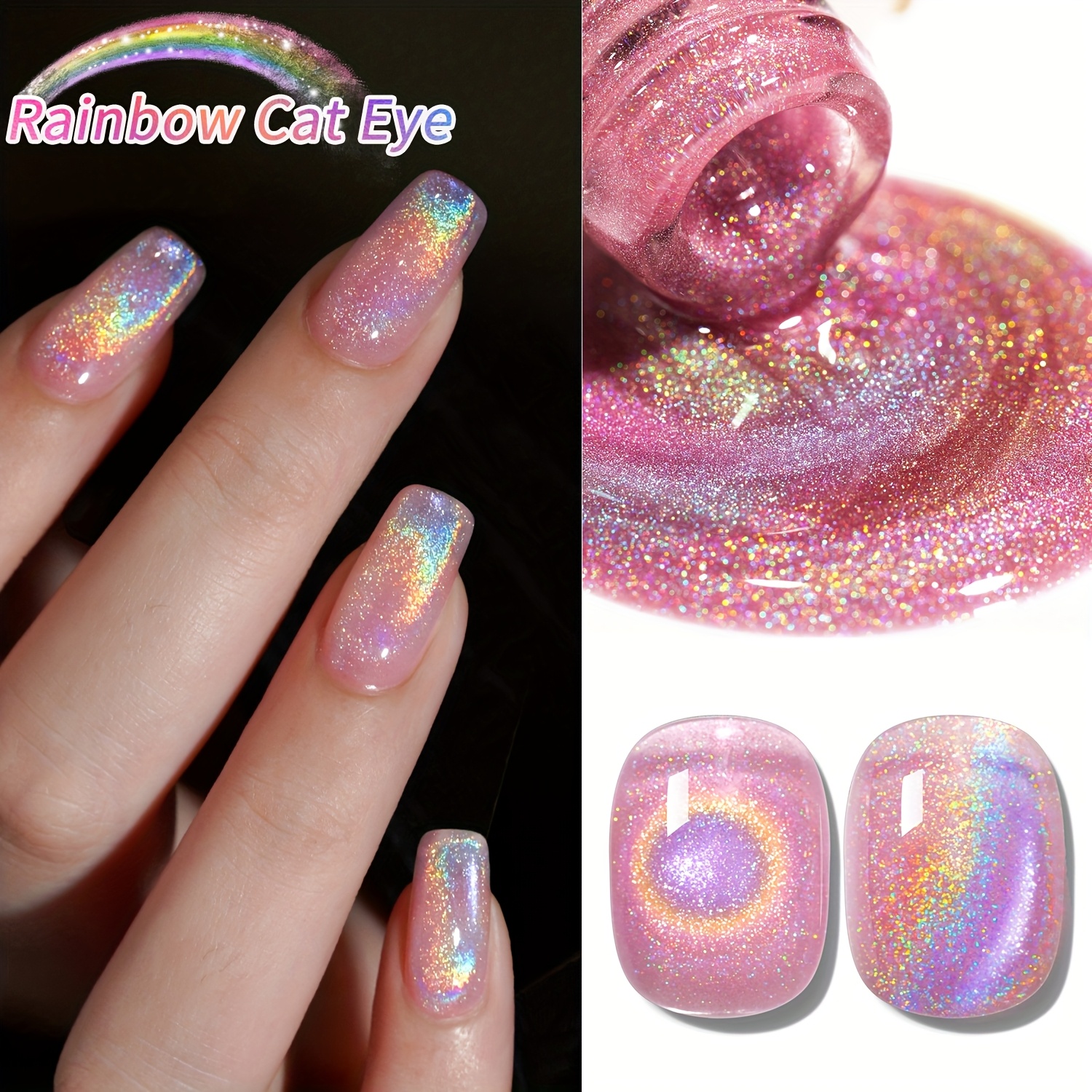 15Ml Rainbow Cat's Eye gel nai - огляд і ціна Nail Art Rainbow