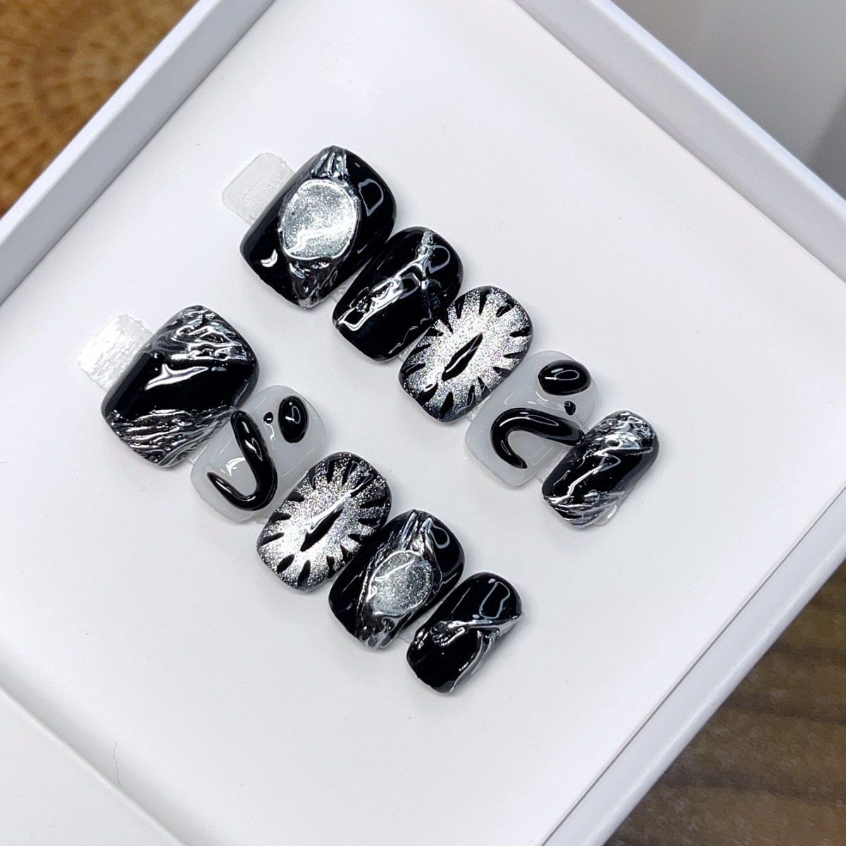 10pcs Black Cute Cat Handmade  - огляд і ціна Nail Art Glossy