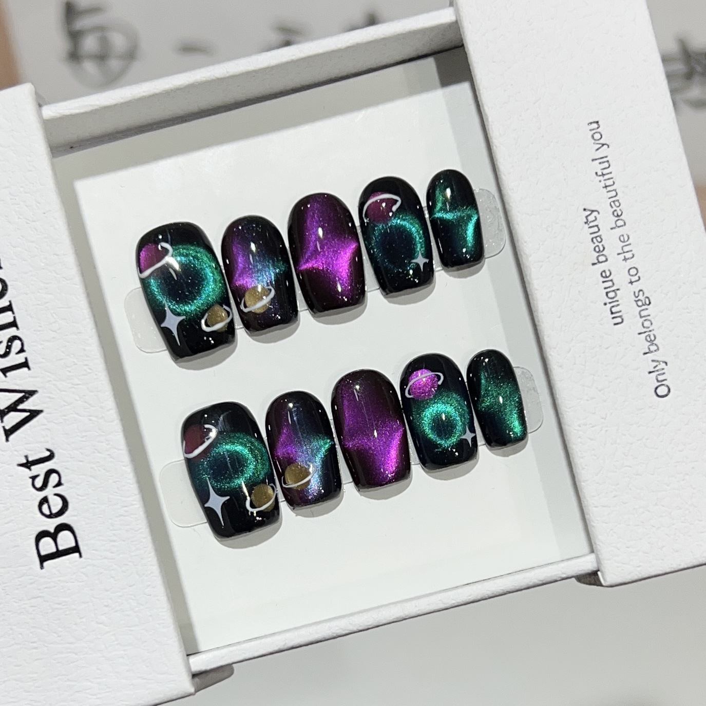 10pcs Black Cute Cat Handmade  - огляд і ціна Nail Art Glossy