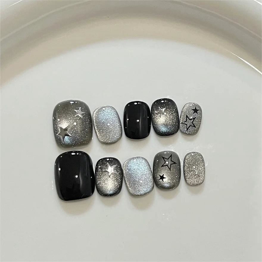 10pcs Black Cute Cat Handmade  - огляд і ціна Nail Art Glossy