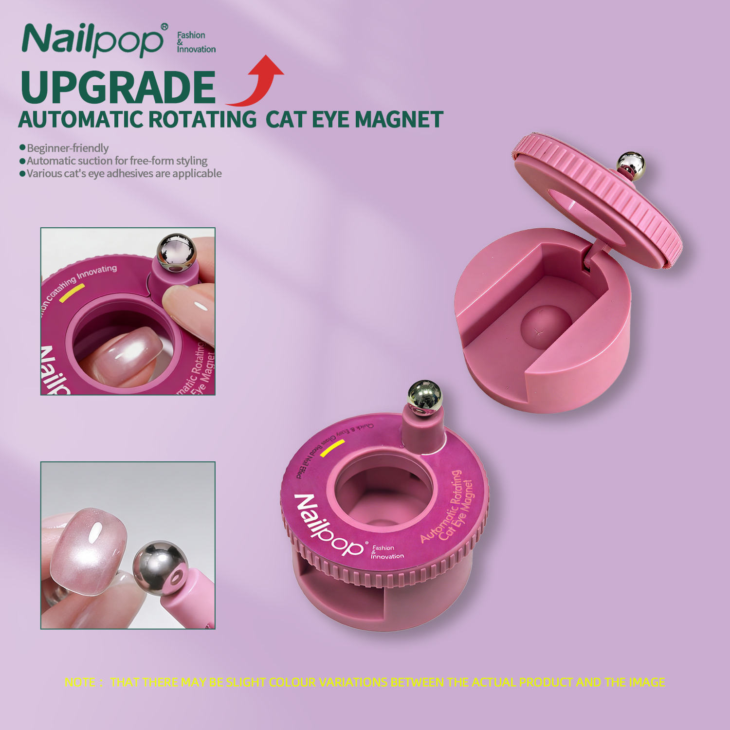 Nailpop Automatic Rotating Cat - огляд і ціна Nail Art Cat Eye Pink