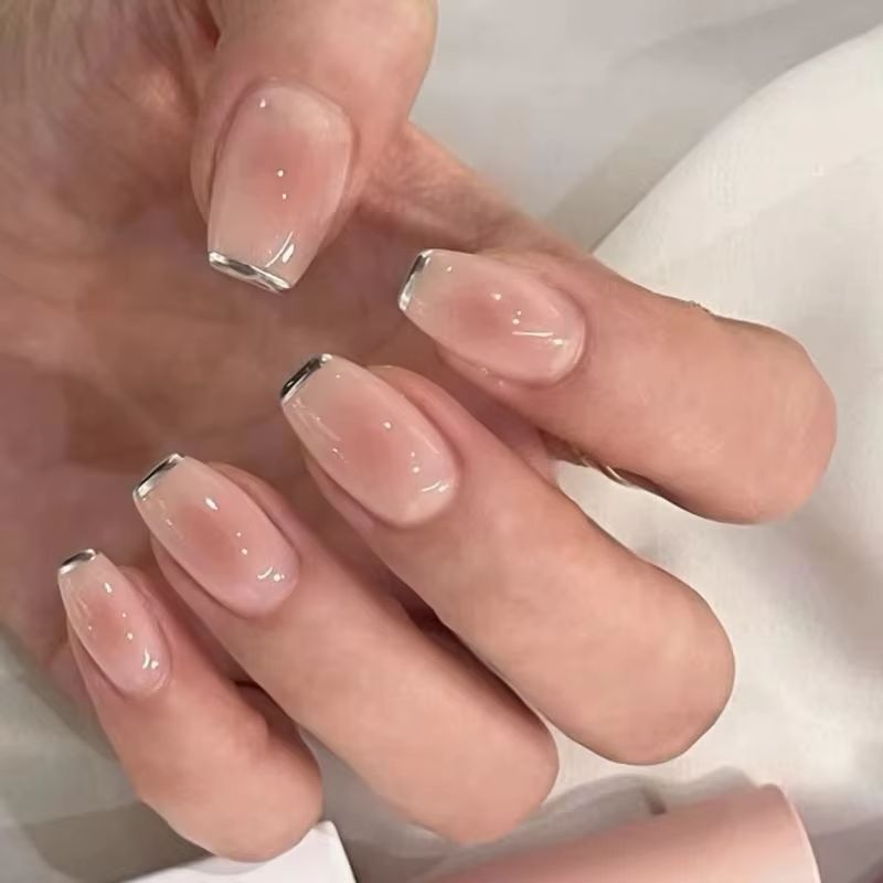 24pcs Chrome French Manicure P - огляд і ціна Nail Art Glossy