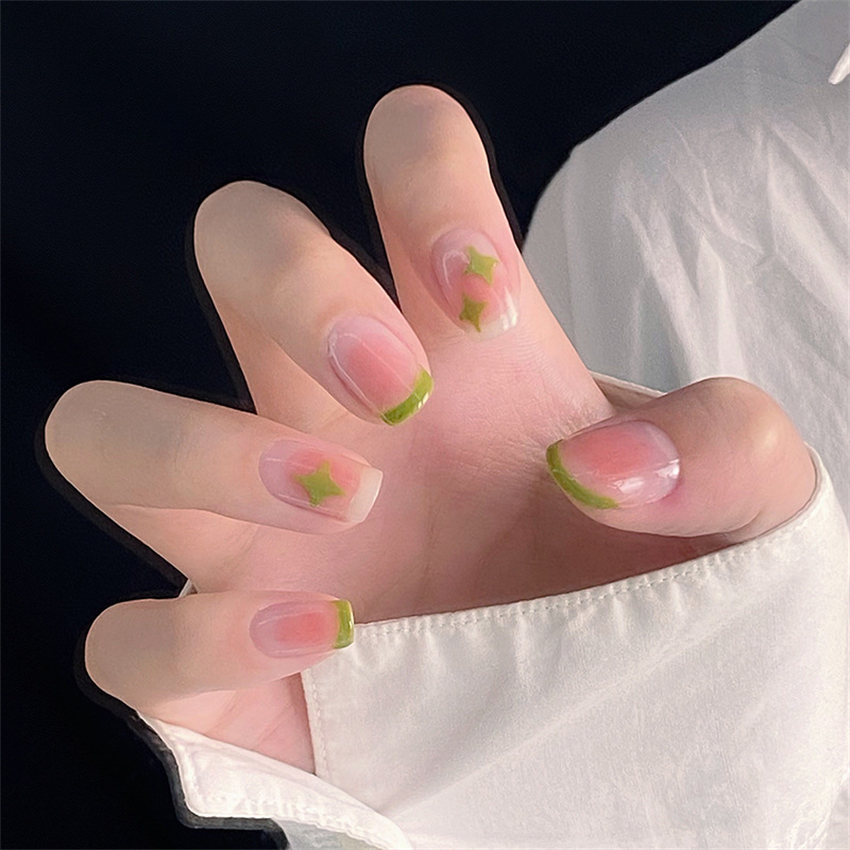24PCS Short Acrylic Golden Hea - огляд і ціна Nail Art Glossy