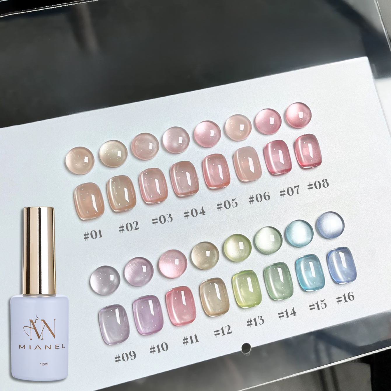 MIANEL 1-16PCS Light Smoke Cat - огляд і ціна Nail Art Cat Eye Pink