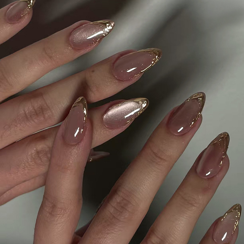 24Pcs Metallic Cat Eye French  - огляд і ціна Nail Art Cat Eye Pink