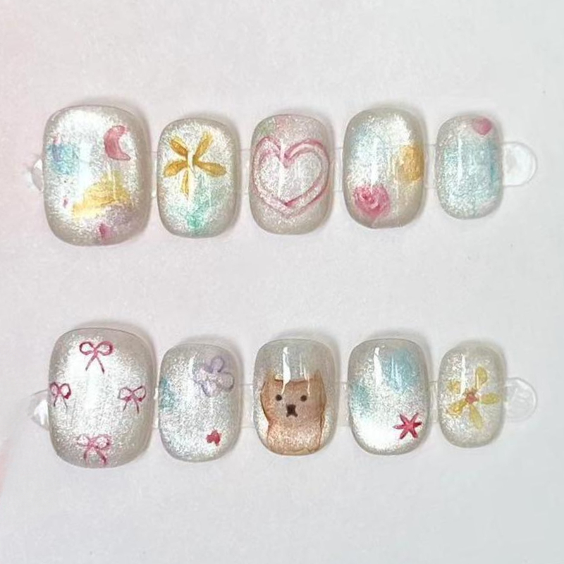 10Pcs Cute Short Round Handmad - огляд і ціна Nail Art Glossy