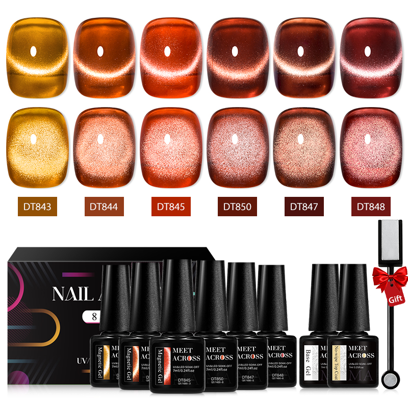 MEET ACROSS 8Pcs/Set 9D Rainbo - огляд і ціна Nail Art Rainbow