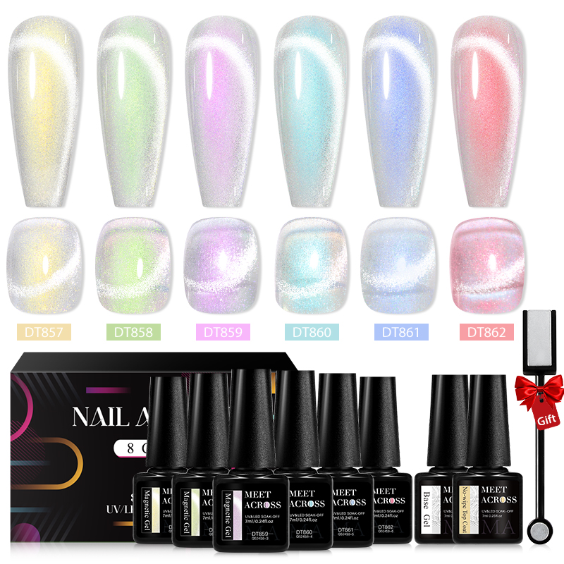 MEET ACROSS 8Pcs/Set 9D Rainbo - огляд і ціна Nail Art Rainbow