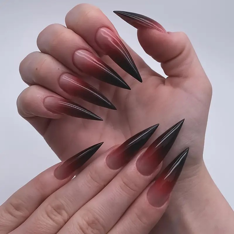 24pcs Glossy Black Fake Nails  - огляд і ціна Nail Art Glossy