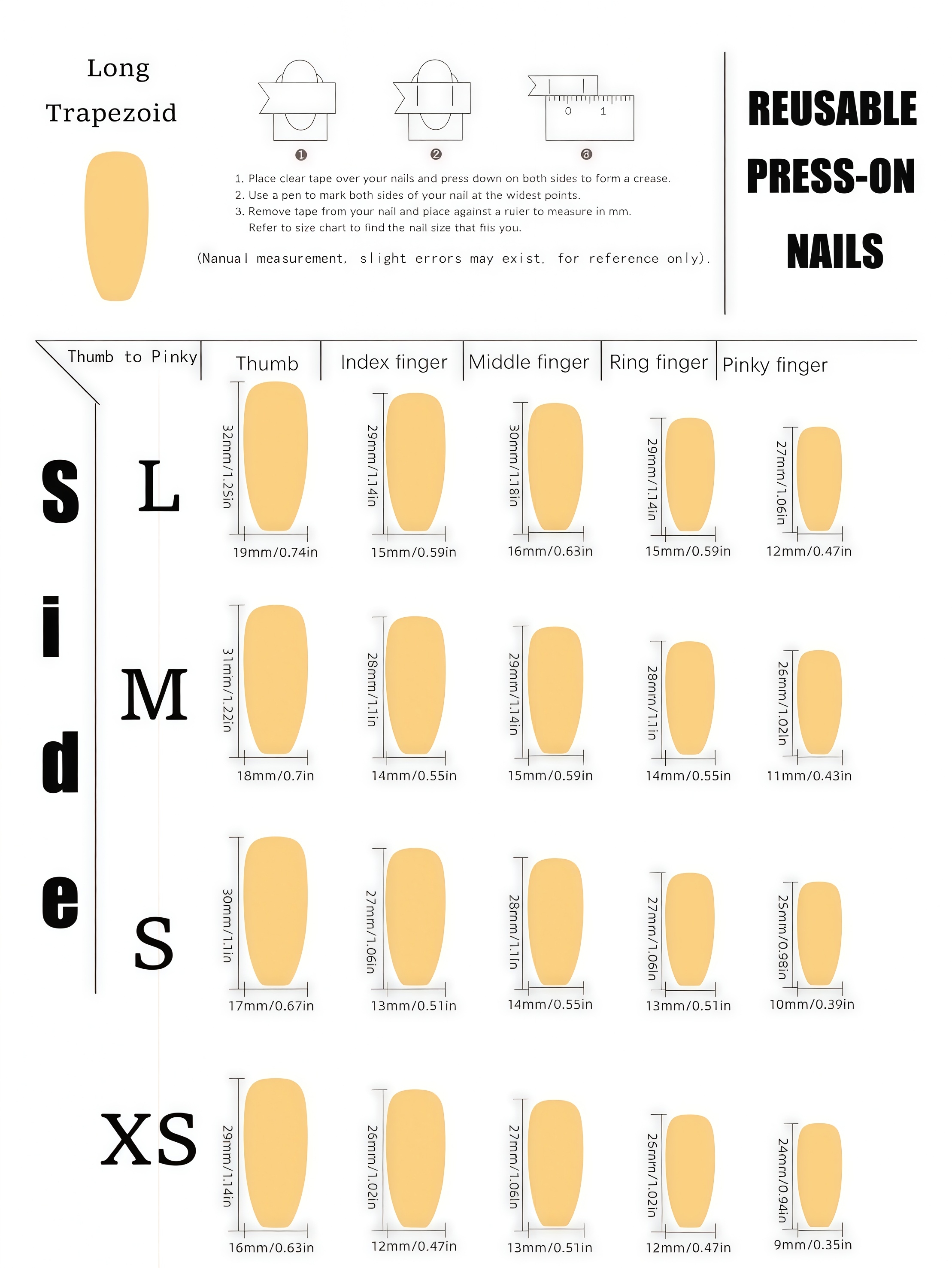 10 Long Trapezoidal Press-On N - огляд і ціна Nail Art Glossy