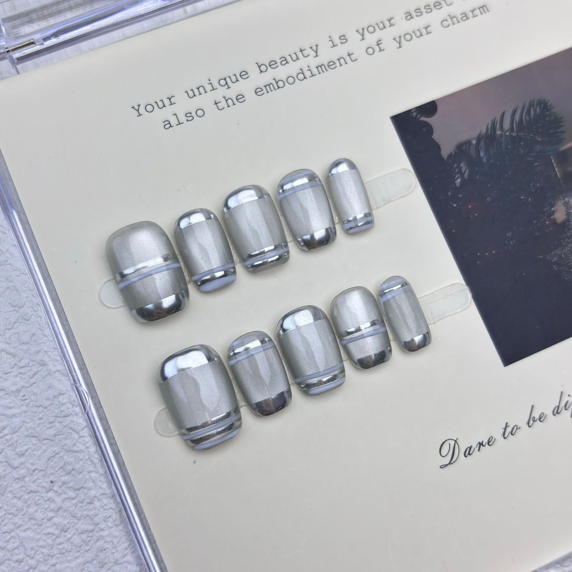 10pcs Aurora Chrome Press on N - огляд і ціна Nail Art Glossy