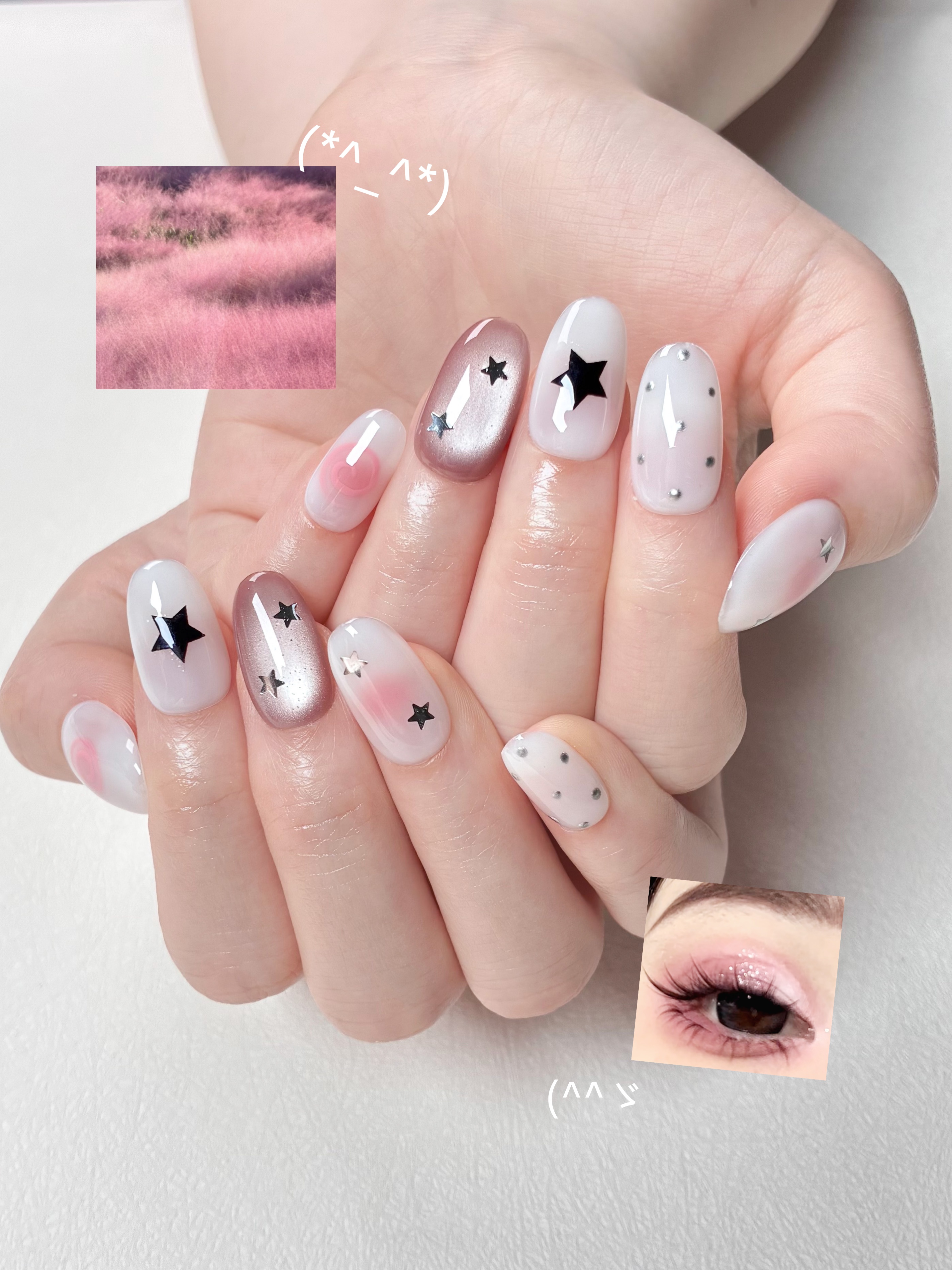 10pcs handmade pink press on n - огляд і ціна Nail Art Cat Eye Pink
