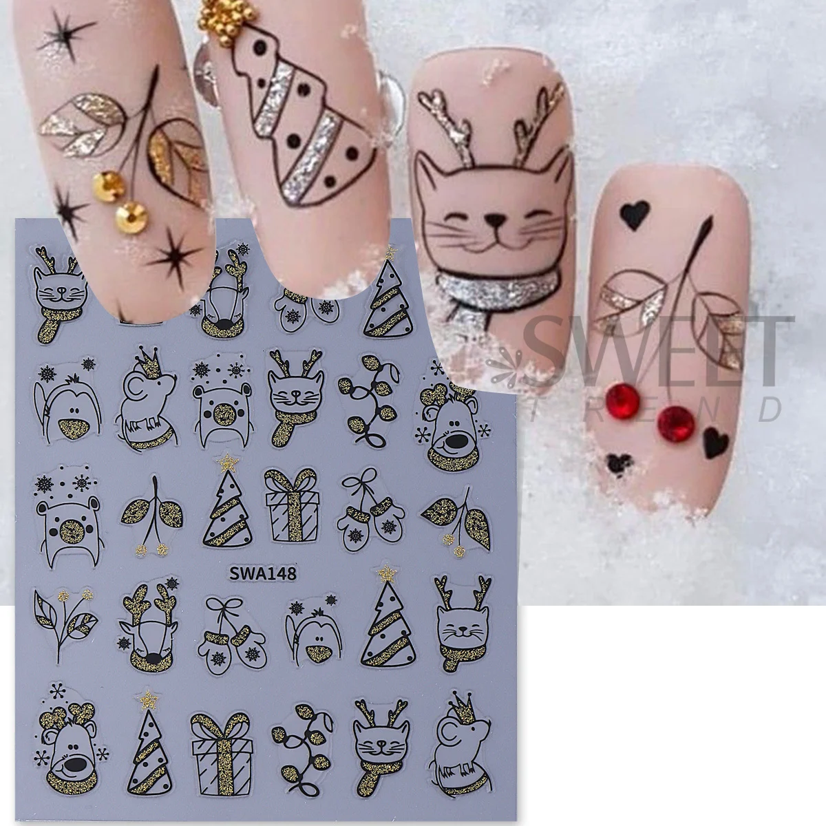 2pcs Shinning Cartoon Christma - огляд і ціна Nail Art Xmas Simple