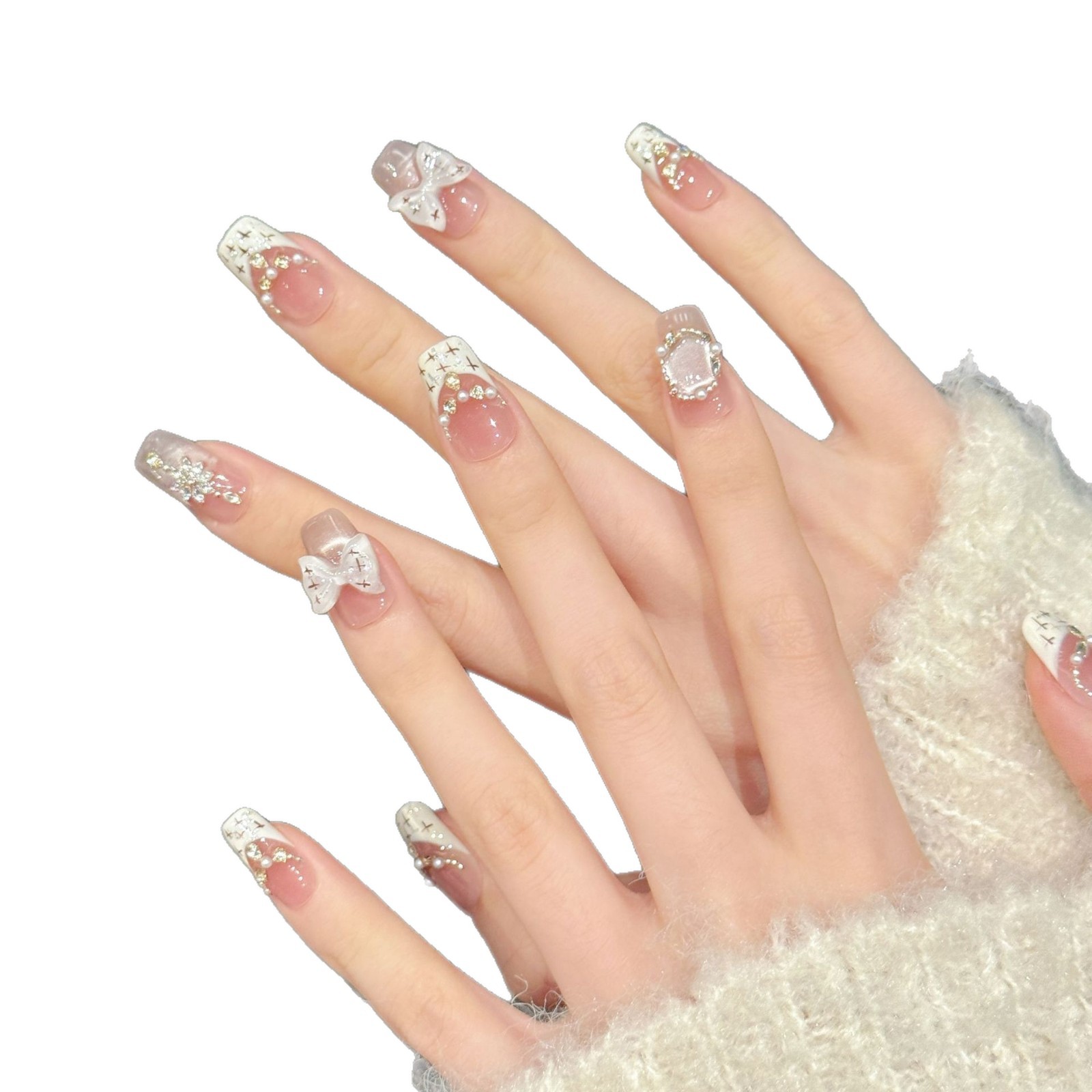 10pcs Sweet Style Press on Nai - огляд і ціна Nail Art Cat Eye Pink